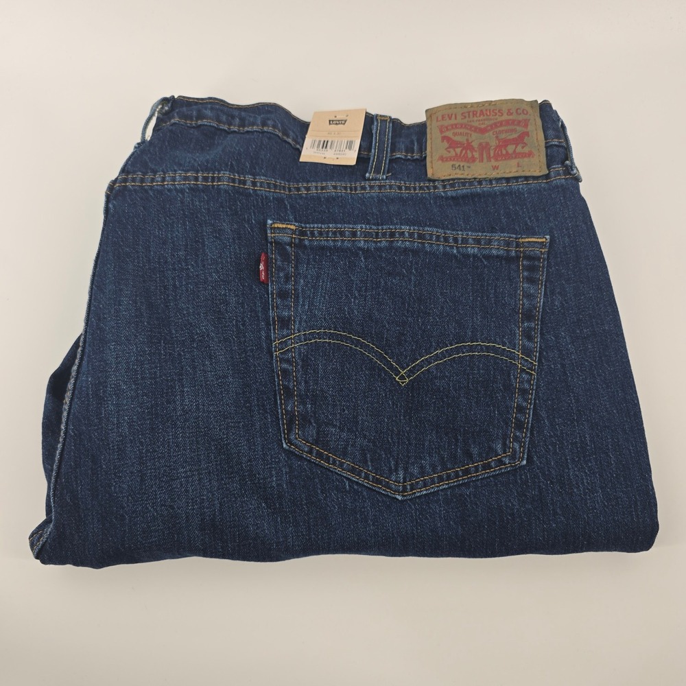 Levis 541 Athletic Taper Jeans Mens 48x30 Blue Dark Wash Eco Ease